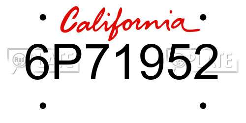 6P71952 California License Plate