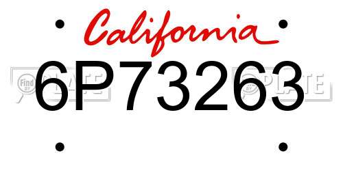 6P73263 California License Plate