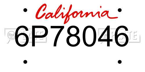 6P78046 California License Plate