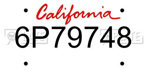 6P79748 California License Plate