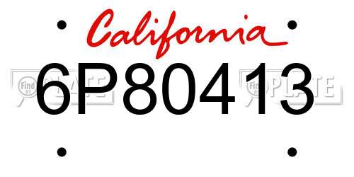 6P80413 California License Plate