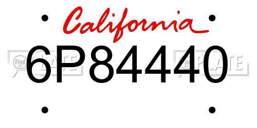 6P84440 California License Plate