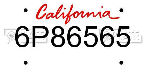 6P86565 California License Plate