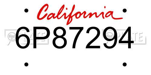 6P87294 California License Plate