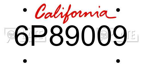 6P89009 California License Plate