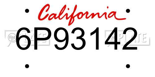 6P93142 California License Plate