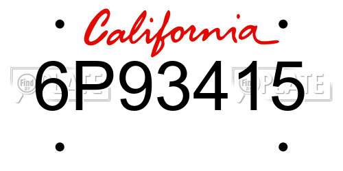 6P93415 California License Plate