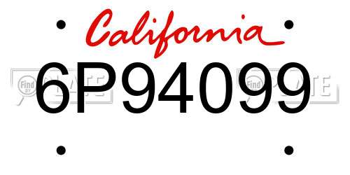 6P94099 California License Plate