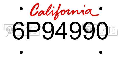 6P94990 California License Plate