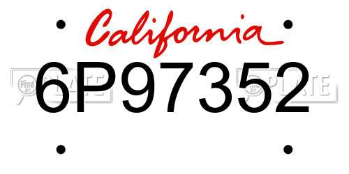 6P97352 California License Plate