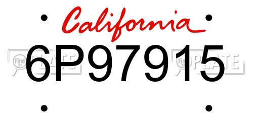 6P97915 California License Plate