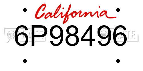 6P98496 California License Plate