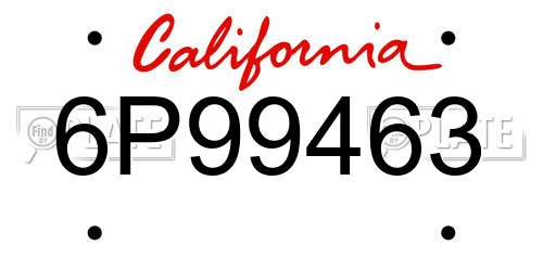 6P99463 California License Plate