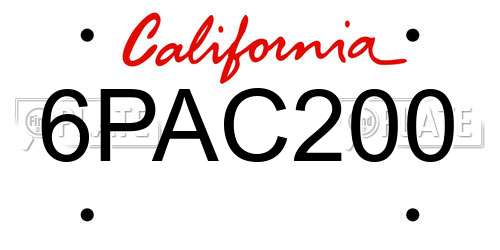 6PAC200 California License Plate