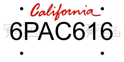 6PAC616 California License Plate