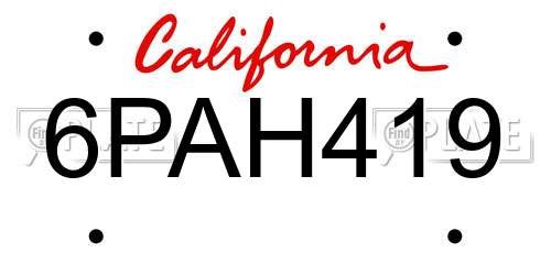 6PAH419 California License Plate