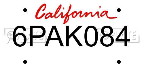 6PAK084 California License Plate