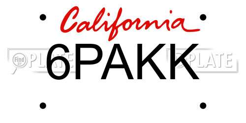 6PAKK California License Plate