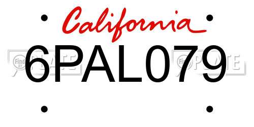 6PAL079 California License Plate