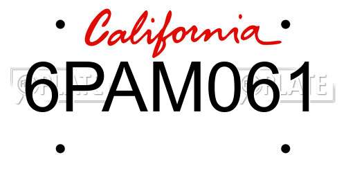 6PAM061 California License Plate