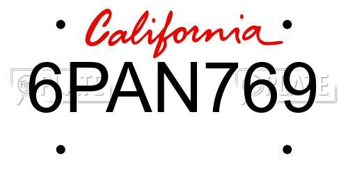 6PAN769 California License Plate