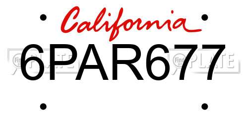 6PAR677 California License Plate