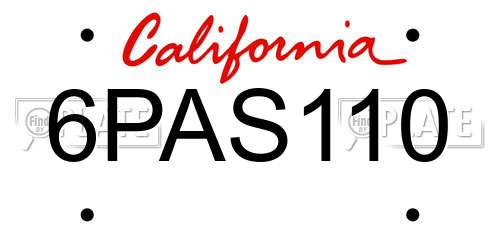6PAS110 California License Plate