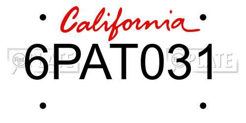 6PAT031 California License Plate
