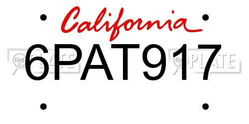 6PAT917 California License Plate