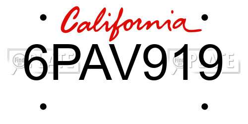 6PAV919 California License Plate
