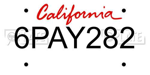 6PAY282 California License Plate