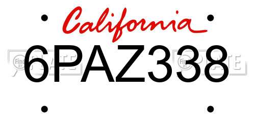 6PAZ338 California License Plate