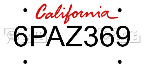 6PAZ369 California License Plate
