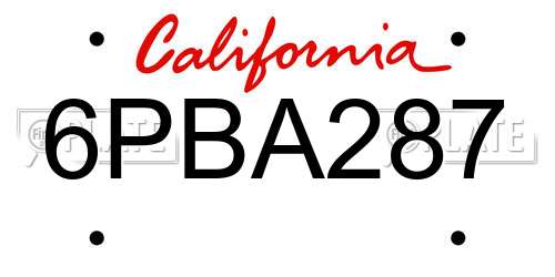 6PBA287 California License Plate
