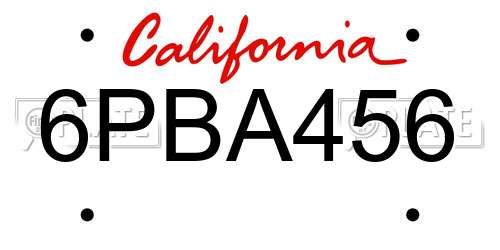 6PBA456 California License Plate