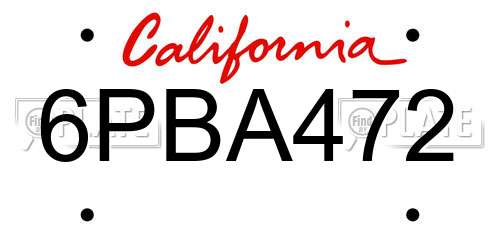 6PBA472 California License Plate