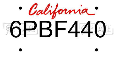 6PBF440 California License Plate