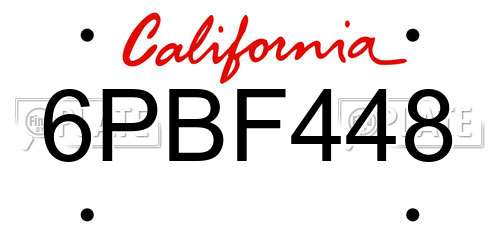 6PBF448 California License Plate