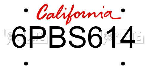 6PBS614 California License Plate