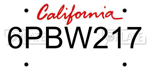 6PBW217 California License Plate