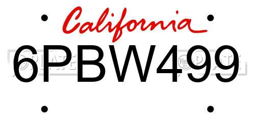 6PBW499 California License Plate
