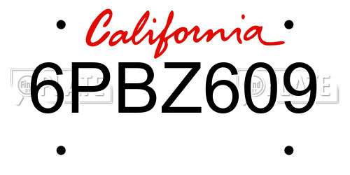 6PBZ609 California License Plate