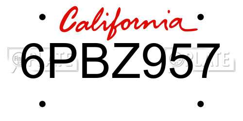 6PBZ957 California License Plate