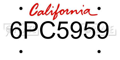 6PC5959 California License Plate
