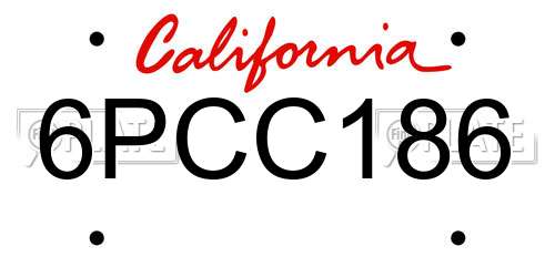 6PCC186 California License Plate