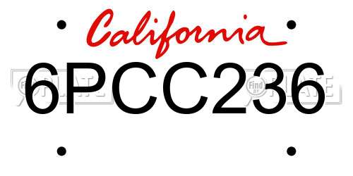 6PCC236 California License Plate