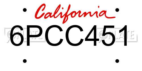 6PCC451 California License Plate