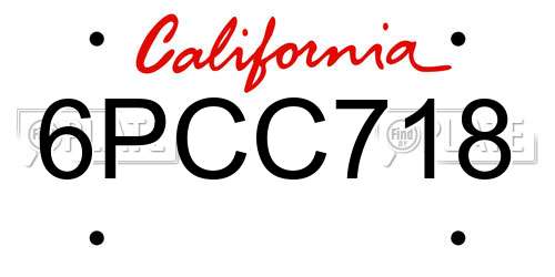 6PCC718 California License Plate