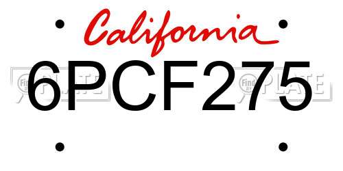 6PCF275 California License Plate