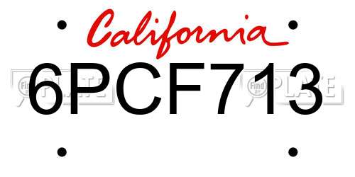 6PCF713 California License Plate